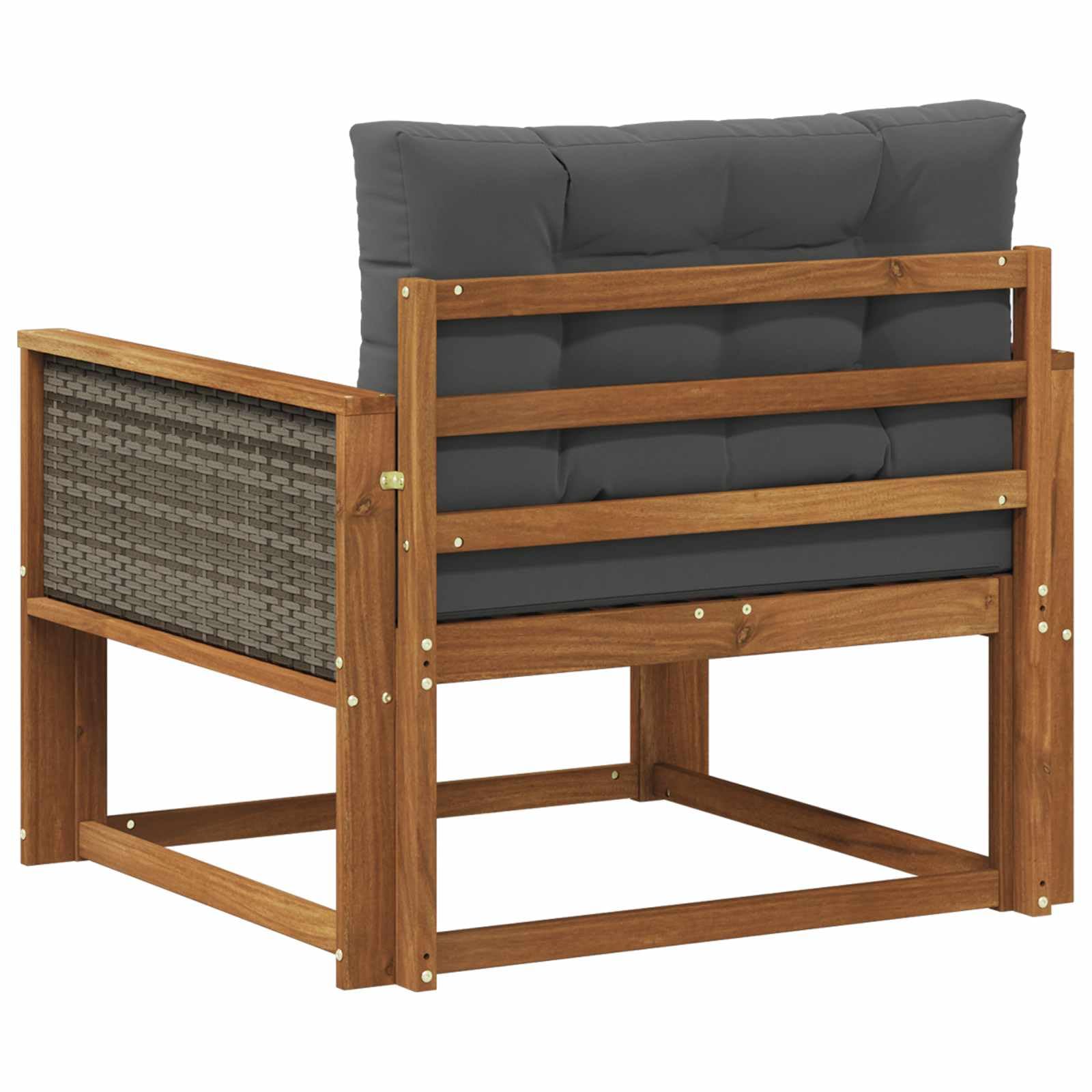 Zewnętrzna sofa środkowa z litego drewna akacjowego z odporną na warunki atmosferyczne tapicerką, powierzchnia siedziska 80 cm, podłokietnik i oparcie, możliwość elastycznego łączenia jako