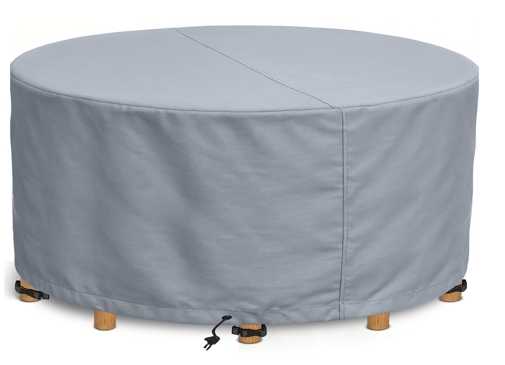 Grey Heavy Duty 600D Waterproof Round Patio Table Cover (220cm), Anti UV, Breathable, Double Stitching, 220x80cm