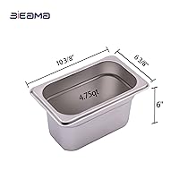 Vista 4 de Paquete de 6 sartenes de hotel con tapa, 1/4 de tamaño 6 pulgadas de profundidad, NSF, bandeja de comida para catering, sartén comercial de acero