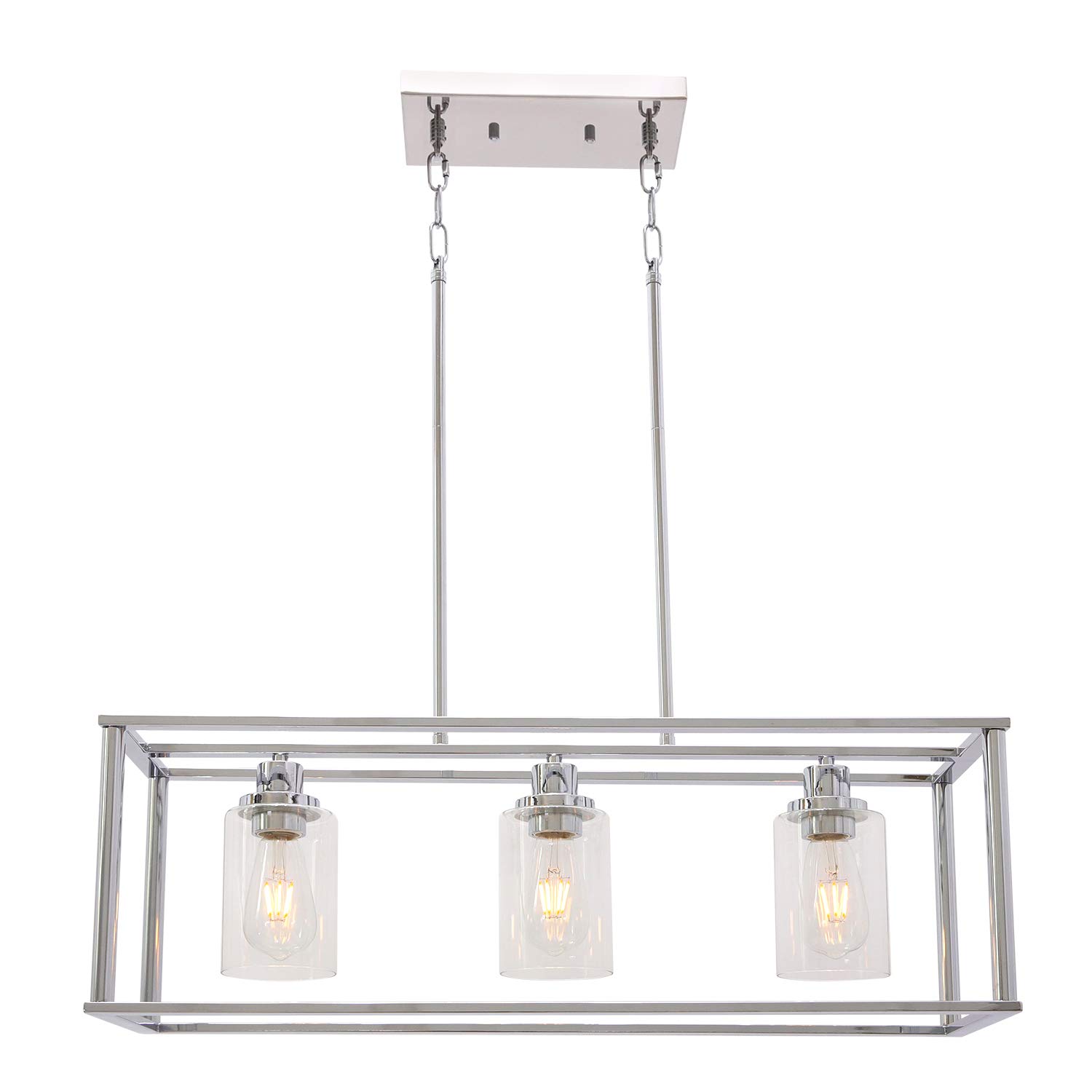 Buy VINLUZ Modern Chandeliers 3 Lights with Clear Glass Shade Chrome