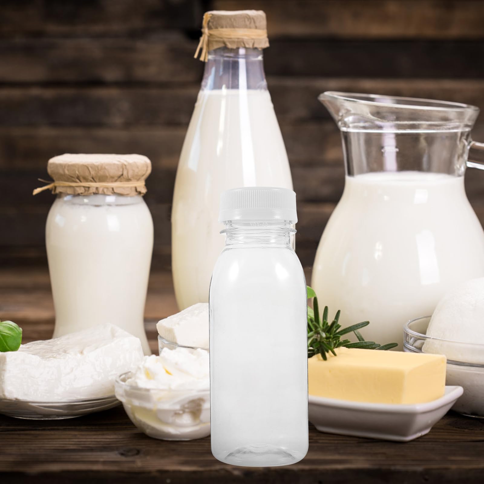 Housoutil Kunststoff Saftflaschen zum Befü, 200 Ml Milchflasche Aus Kunststoff, 10 Stück Wiederverwendbare Leere Smoothie-Flasche, Transparente Großgetränkebehälter Für Saft, Milch Und Andere Getränke