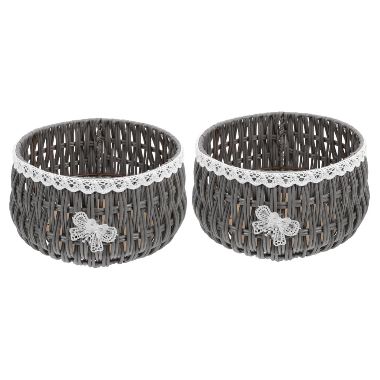 Kisangel 2stücke Rustic Woven Pflanzenkorb Handgefertigter Blumentopf Für Blumen Und Sukkulenten Vielseitige Aufbewahrungslösung Für Wohnräume Und Gärten Graues Design