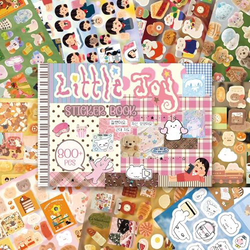 Image of Japanese Kawaii Sticker Book, 30 Sheets, 800 Pieces, INS Style Cute Cartoon Animals, Waterproof for Journaling, Scrapbooking, Planners (Pink)