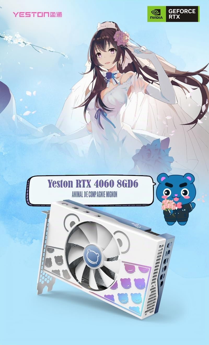Jemora Carte Graphique RTX4060 8G GDDR6 Compatible avec Les Petits boîtiers d'ordinateur Cartes Graphiques d'ordinateur Carte Graphique pour PC de Jeu Conception Unique Matériaux de