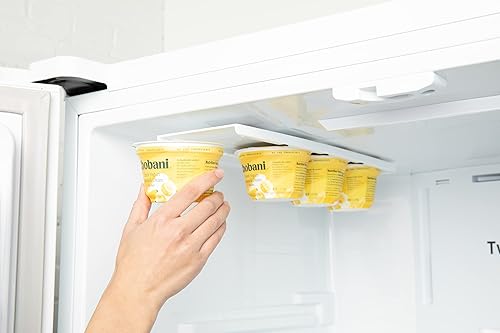 Miniatura 3 de Organizador de nevera de yogur  Capacidad para hasta 4 tazas de yogur veganas y griegas de boca ancha cada una estante deslizante para despegar y