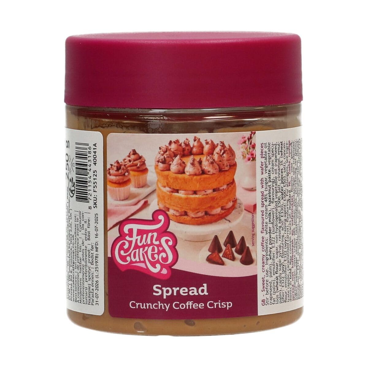 FunCakes Spread Crunchy Coffee Crisp: Sweet, Creamy and Oh-So-Versatile: Suitable for Cakes, Cupcakes, Cookies, Croissants, Macarons, Pancakes, Chocolate and Ice Cream - 250g