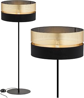 Stehleuchte 1-flammig Schwarz Gold Metall E27 LED geeignet moderne Stehlampe Wohnzimmerlampe Esszimmerlampe Schlafzimmerlampe höhenverstellbar zeitlos elegante Innenbeleuchtung