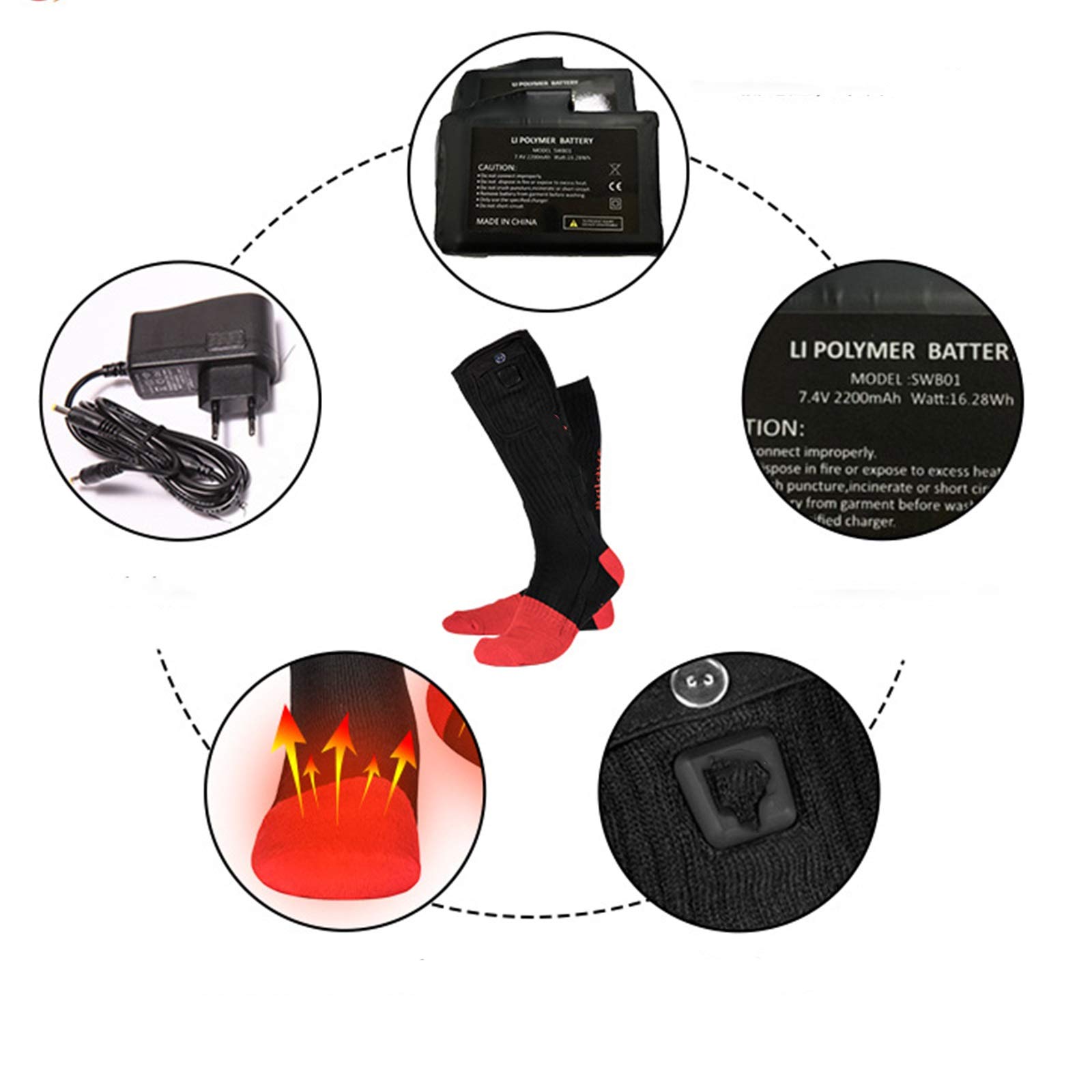 Hombres Mujeres Calcetines térmicos Calentamiento espontáneo Espesados ​​eléctricos Calefacción Calcetines for Hombres y Mujeres calefacción de esquí Calcetines Invierno Transpirable y cálido