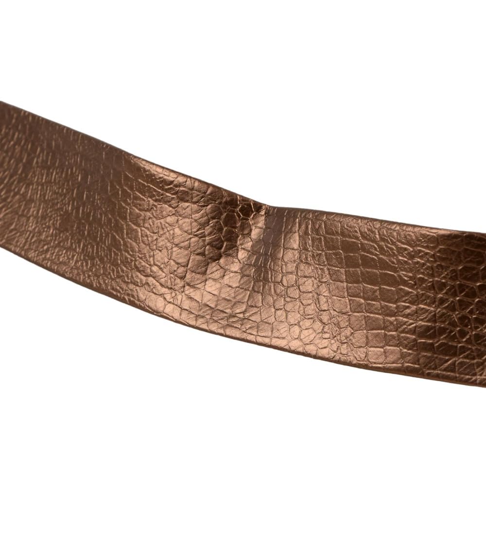 MYMERCERIE Faux Leather Bias Binding 50% Polyurethane 50% Viscose 27 mm Brown Per Metre Made in Europe