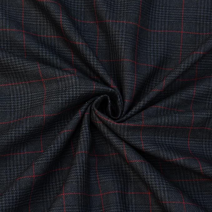 Image of BIGREAMS Unstitched Checkered Suiting Luxury Pants Fabric for Men - 1.5 Meter Pant Piece | Premium Blended Material | Soft Finish | Ideal for Formal Trousers