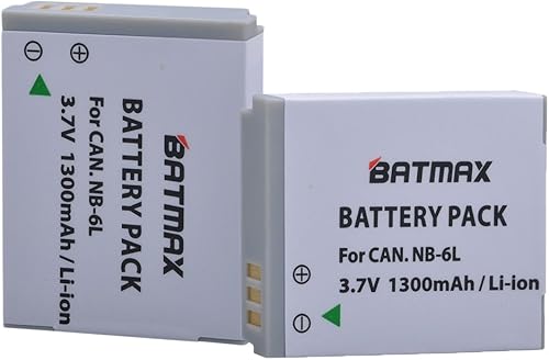 Batmax - Paquete de 2 baterías de repuesto NB-6L NB-6LH para Canon Powershot SX500, SX710 HS, SX520 HS, SX530 HS, SX510 HS, S120, SX700 HS, SX610