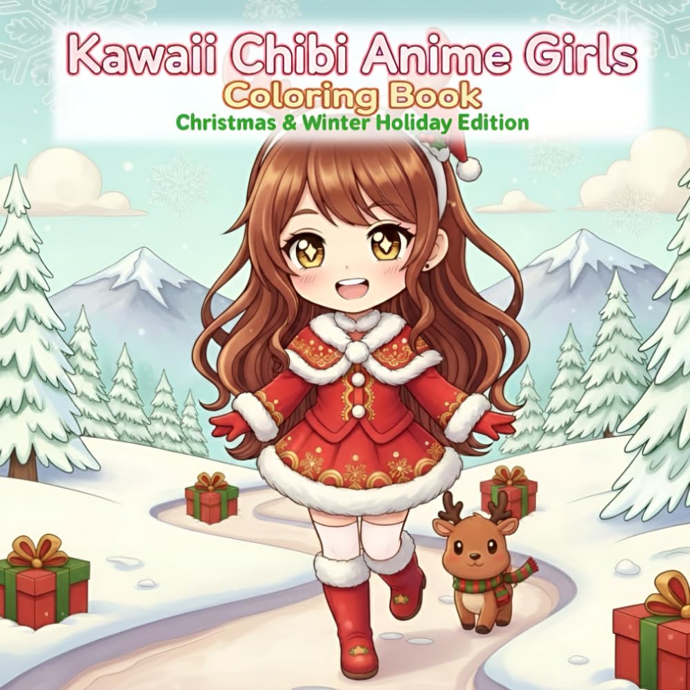 Kawaii Chibi Anime Girls Coloring Book: Cute Christmas & Winter Holiday Coloring Pages for Kids, Teens and Adults