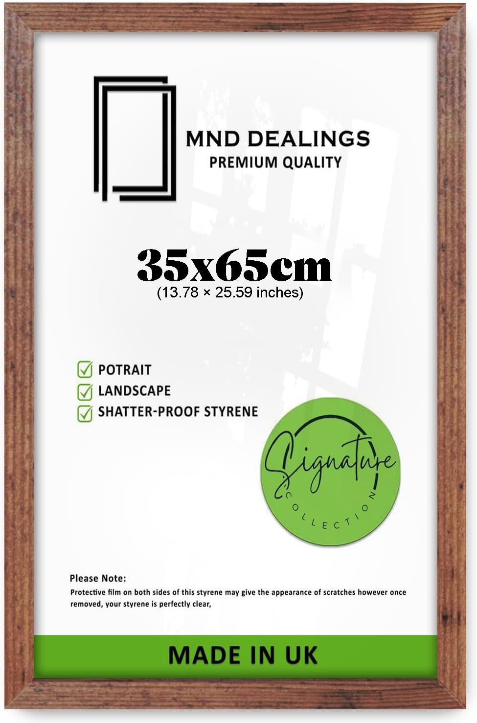 Mnd Dealings Rustic Modern Mdf Wooden 35X65 Cm Frame | Sleek Wide Black Frame For Puzzle, Art & Wall Poster Display | Durable & Decorative Design - (Rustic)