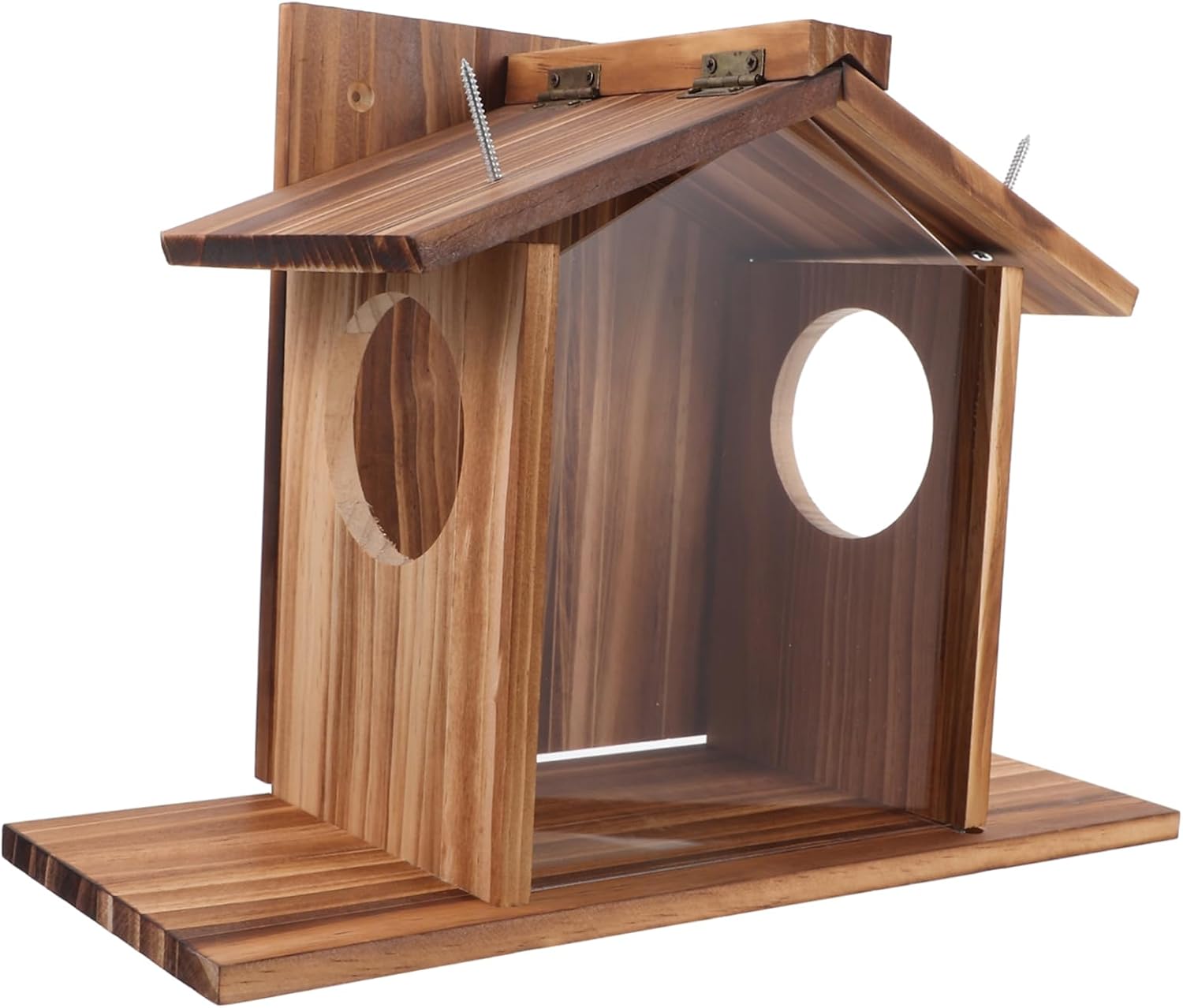 Mikikit Wooden Squirrel Feeder Garden Squirrel Feeding Tool Tree Mounted Feeder