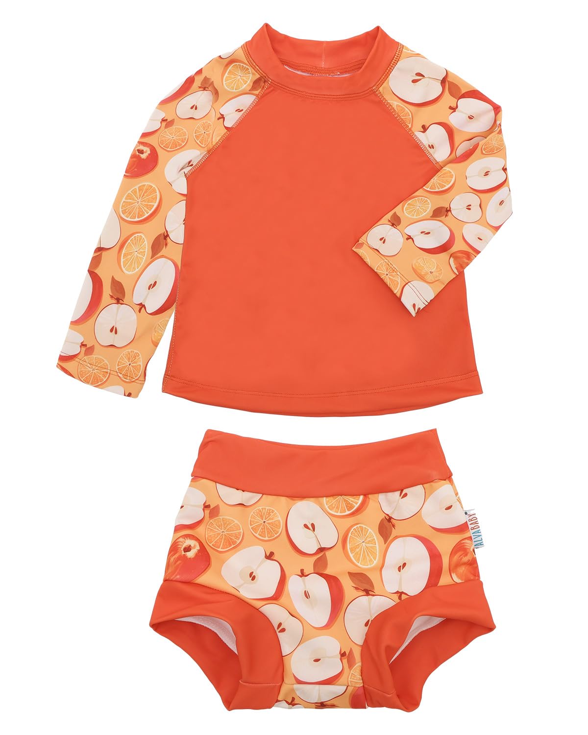 ALVA 2 Pcs Long Sleeve Rash Guard Swim Diaper Sets, Baby Toddler Swimsuit UPF 50+ Sun Protection for Boy and Girl