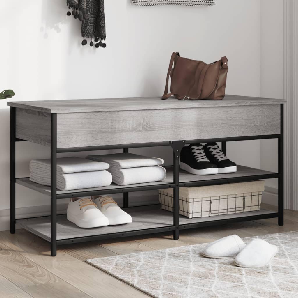 Ławka na buty 100x42,5x50 cm Drewno inżynieryjne Szary Dąb Sonoma