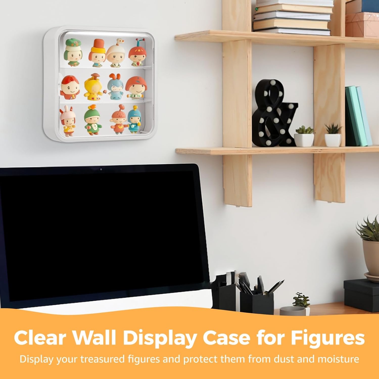 2 Pack Wall Mount Clear Display Case for Figures, 3 Tiered 4-inch Action Figure Display Stand Boxes, Acrylic Figure Display Case Wall Floating with Door for Collectibles, Dust Moisture Proof