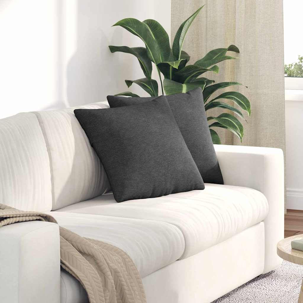 2 Stück Sofakissen Dekokissen Wohnkissen 45 x 45 cm Dunkelgrau Cordstoff Bezug Abnehmbar Reißverschluss Weich Plüschig Für Wohnzimmer Schlafzimmer Lounge