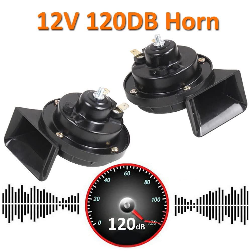 2Pcs 12V Trombe Auto 120db Super Forte Tromba per Camion Aria Elettrica Clacson Camion Impermeabile Corno di lumaca Horn Doppio Tono Veicolo Motociclo