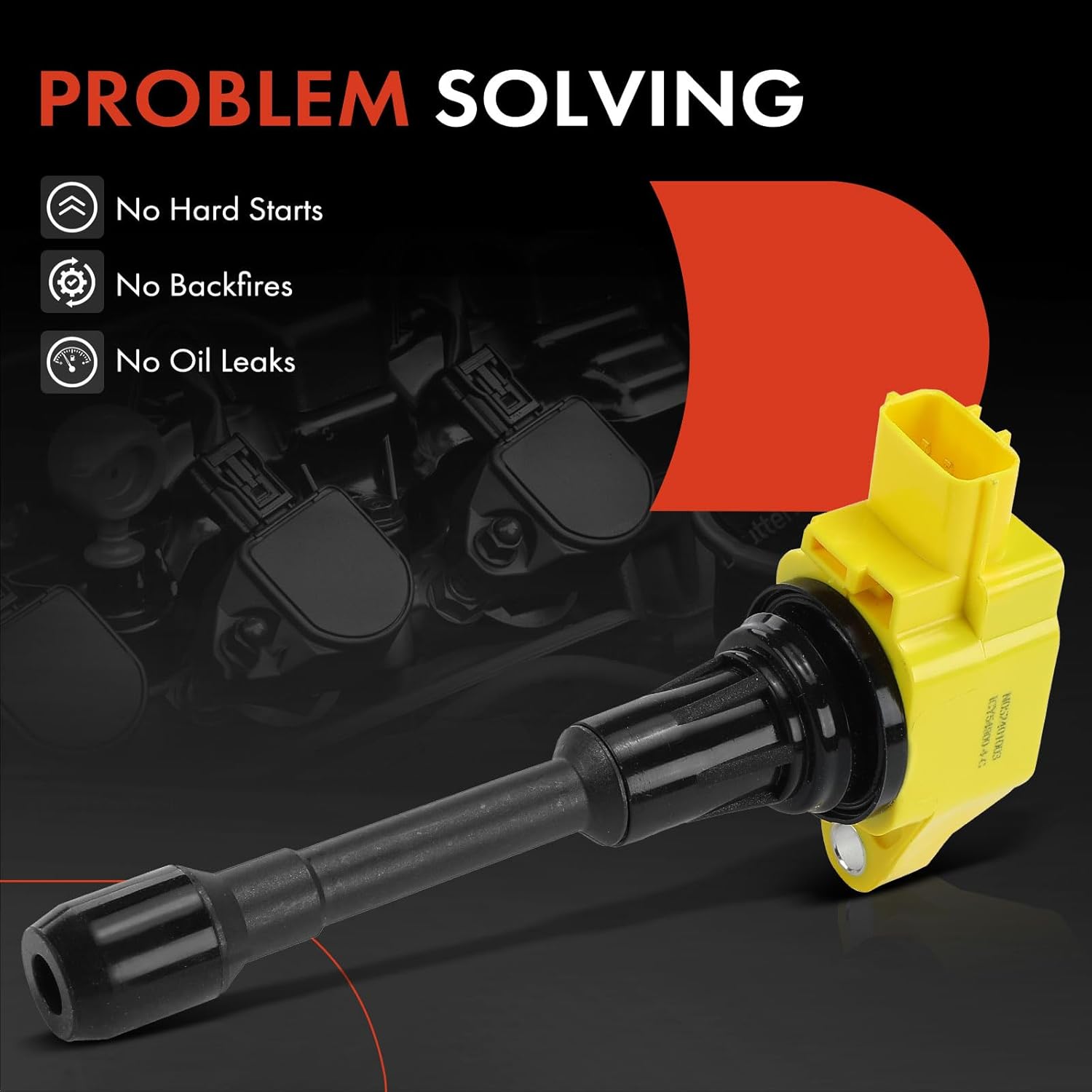 A-Premium Engine Ignition Coil Pack Compatible with Nissan Altima, Rogue, Sentra, Versa, Frontier, Pathfinder, Cube & Infiniti QX60, M56, QX70, Q70, FX50, Q70L & Suzuki Equator, Yellow, Set of 4