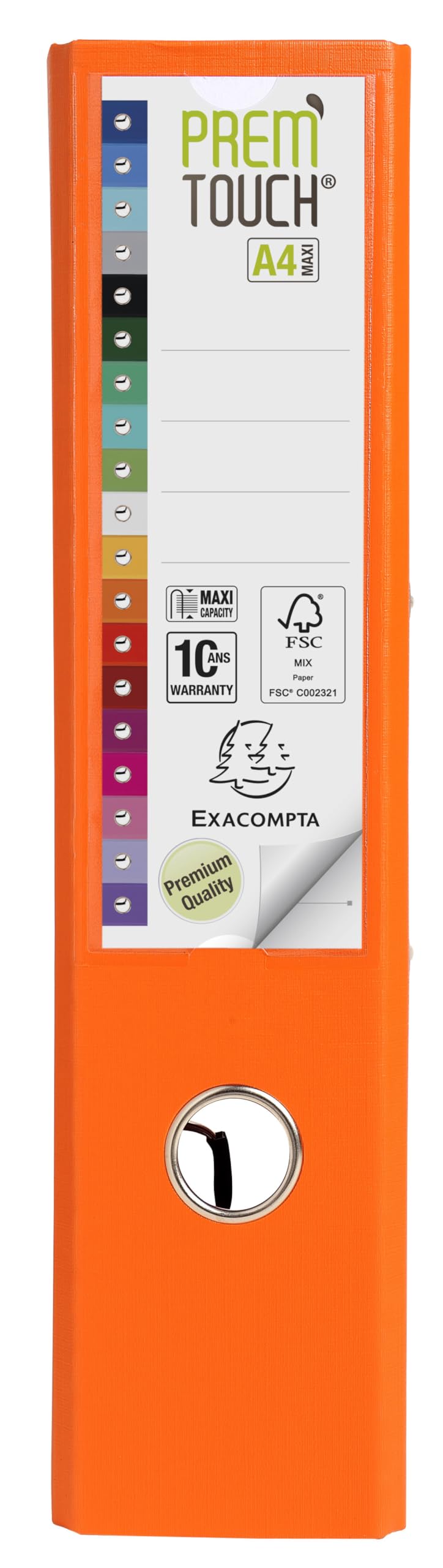 Exacompta 53344E 10er Pack Premium Kunststoff-Ordner Prem´Touch. 8 cm breit DIN A4 MAXI Ringordner Aktenordner Briefordner Büroordner Plastikordner Schlitzordner orange