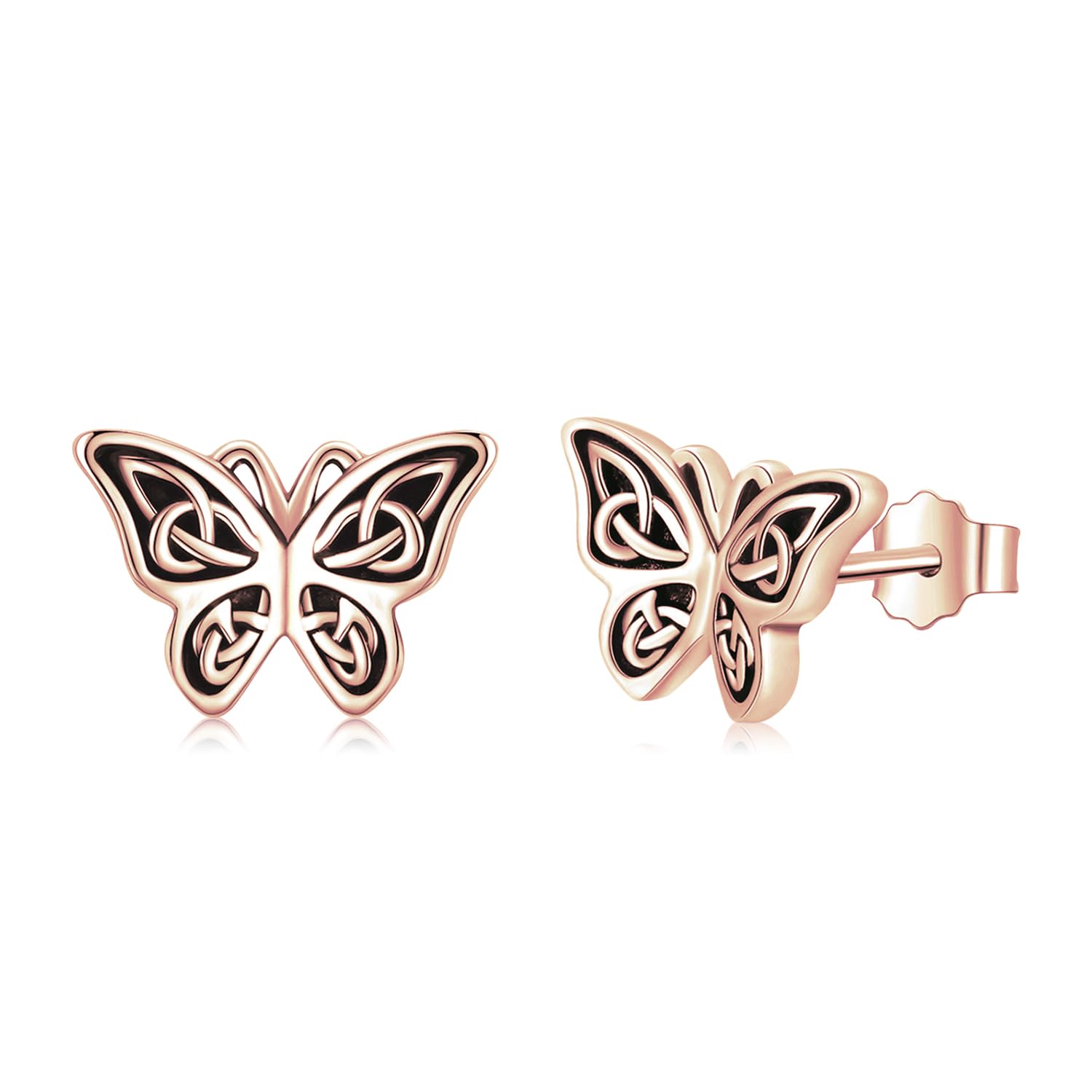 Orecchini A Farfalla In Argento 925 | Nodo Celtico E Luna | Ipoallergenici Per Donna | Confezione Regalo - 4