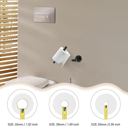 Miniatura 4 de Newfun Soporte de papel higiénico de níquel cepillado, SUS 304 de acero inoxidable ajustable, doble poste pivotante, soporte de pared para baño