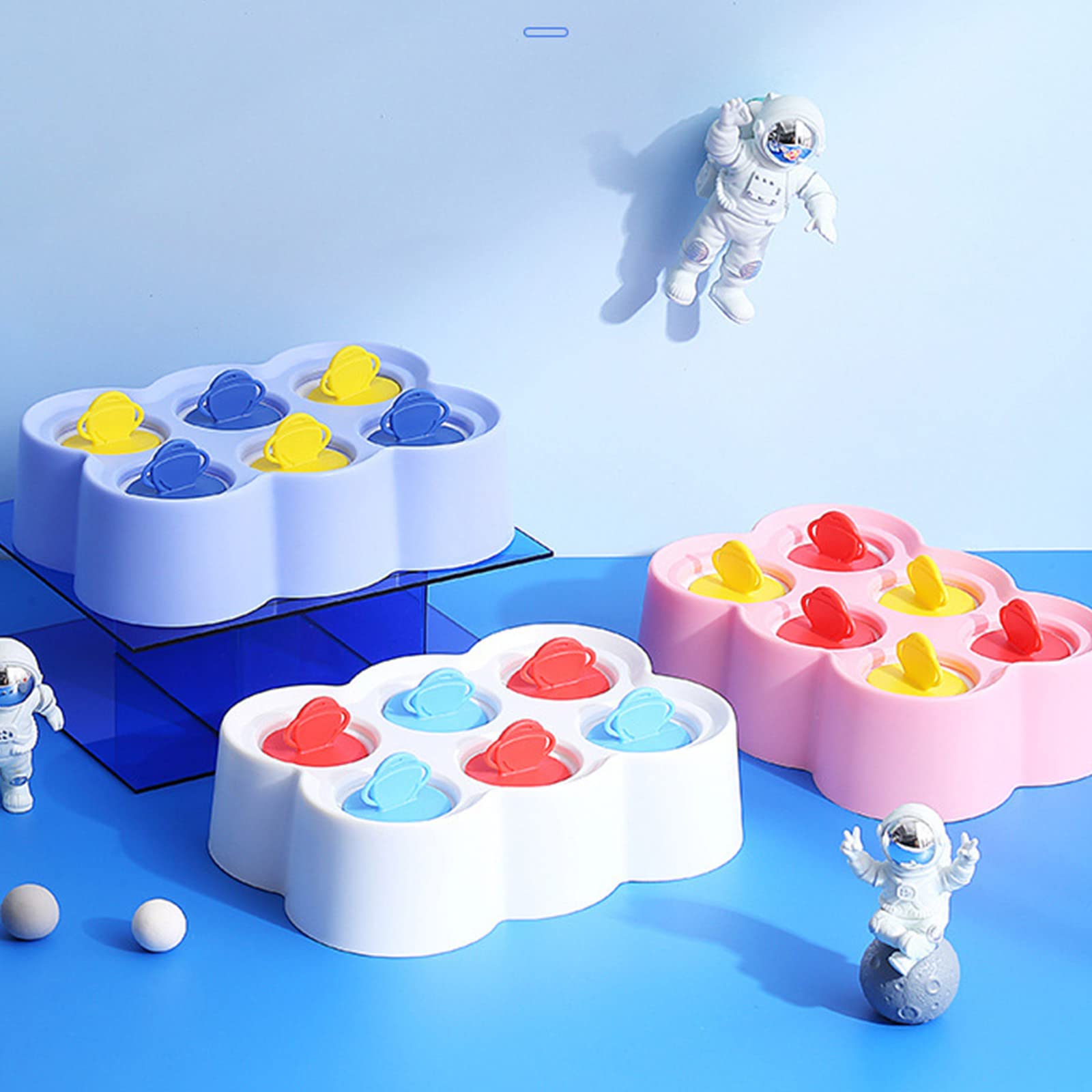Molde de helado reutilizable fácil liberación Cómodo sostener for niños Fácil limpiar Se puede desmontar(Blue)