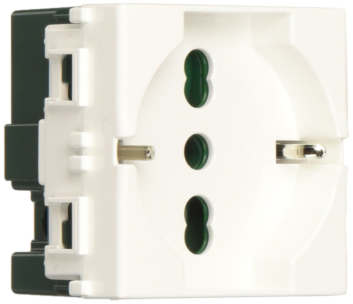 Vimar Presa Elettrica Universale SICURY 2P+T 16A 250V – Standard Italiano P40, Colore Bianco (2 Moduli) - 5