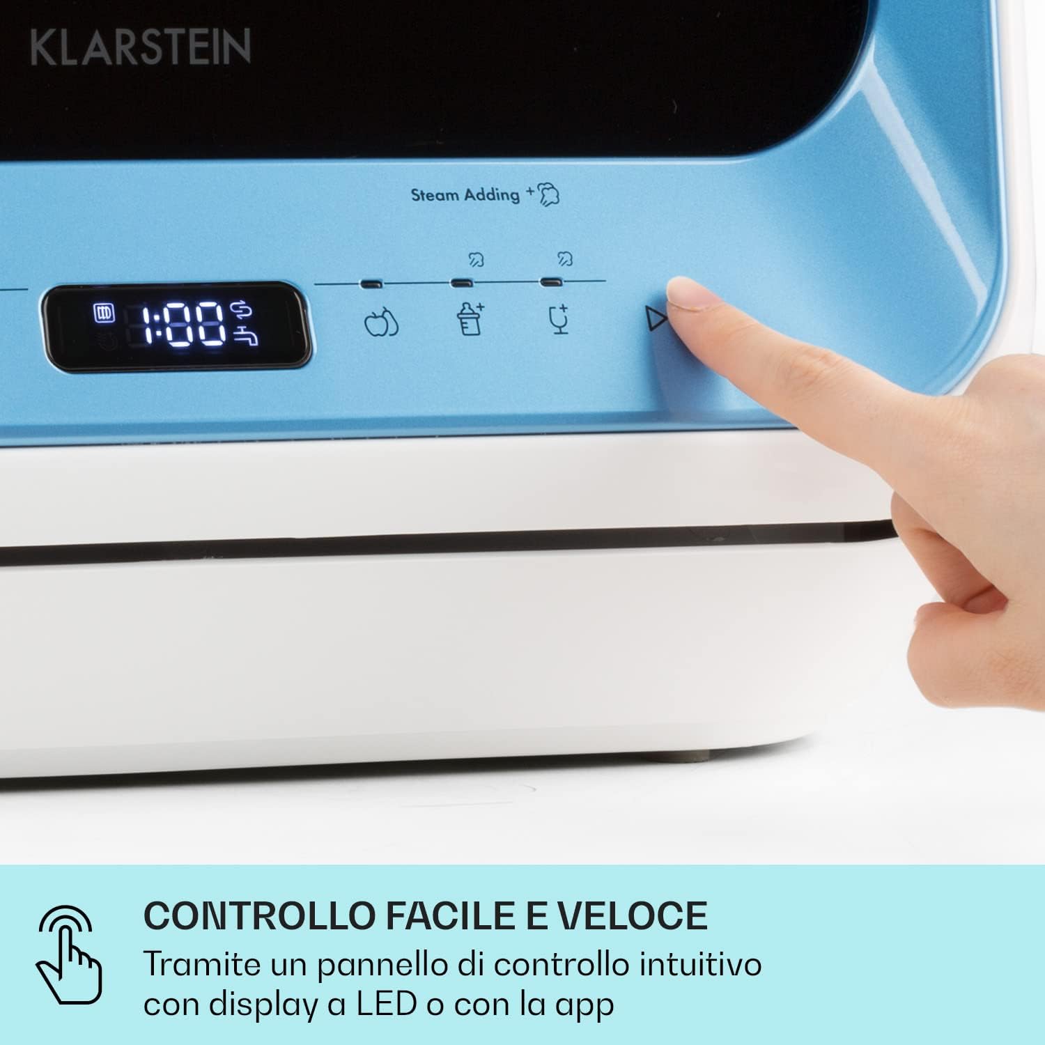 Klarstein Amazonia - Lavastoviglie Piccola, 6 Programmi, Mini Lavastoviglie Consumo Ridotto, Display LED, Touch, Lavastoviglie Portatile Ideale per Vacanze e Campeggio, Amazonia Mini, Nero [Classe di efficienza energetica G]