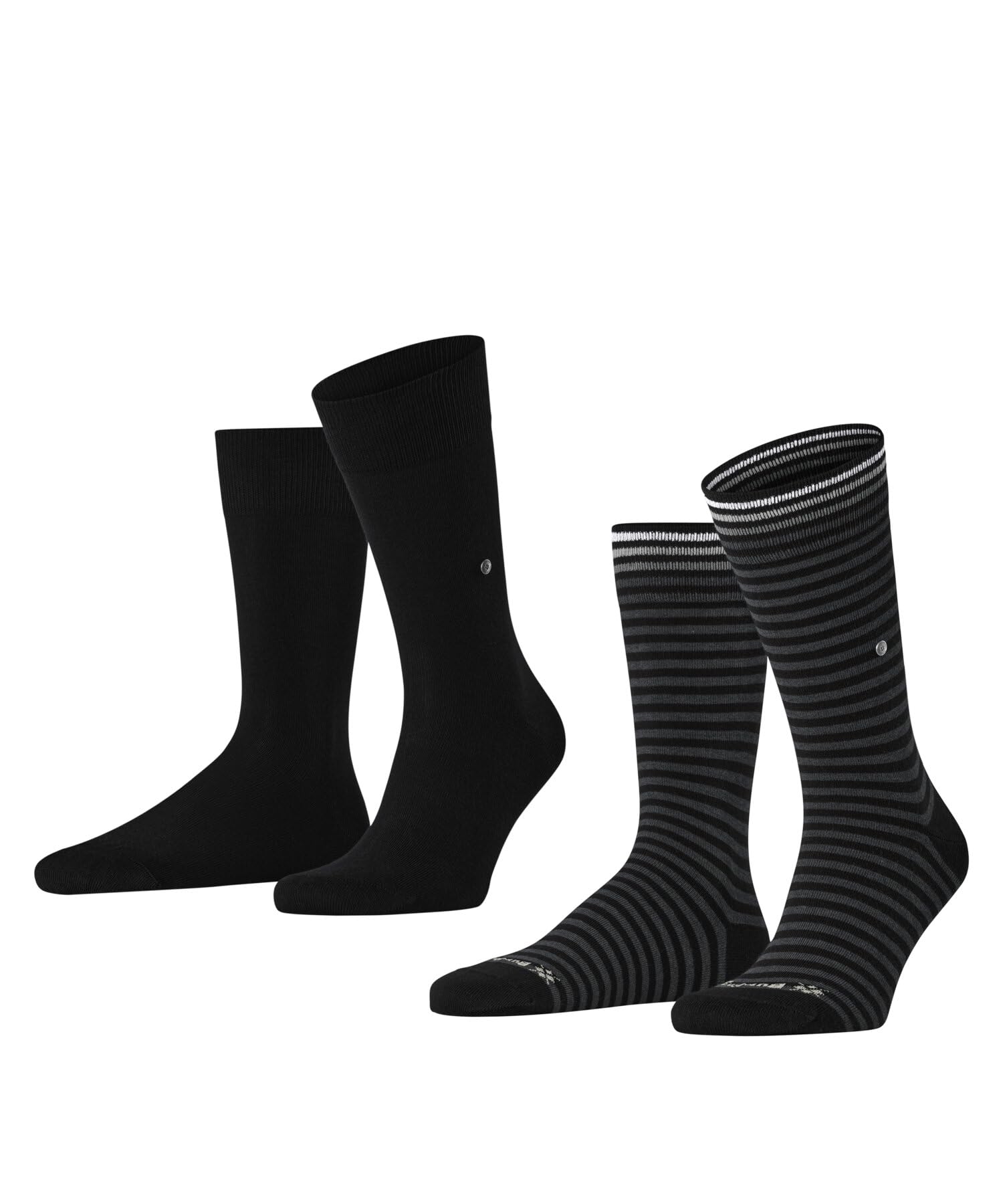 Burlington Men's Black 3000 Everyday Stripe Mixed Multipack M So Cotton Patterned 2 Pairs Socks, 6.5-11