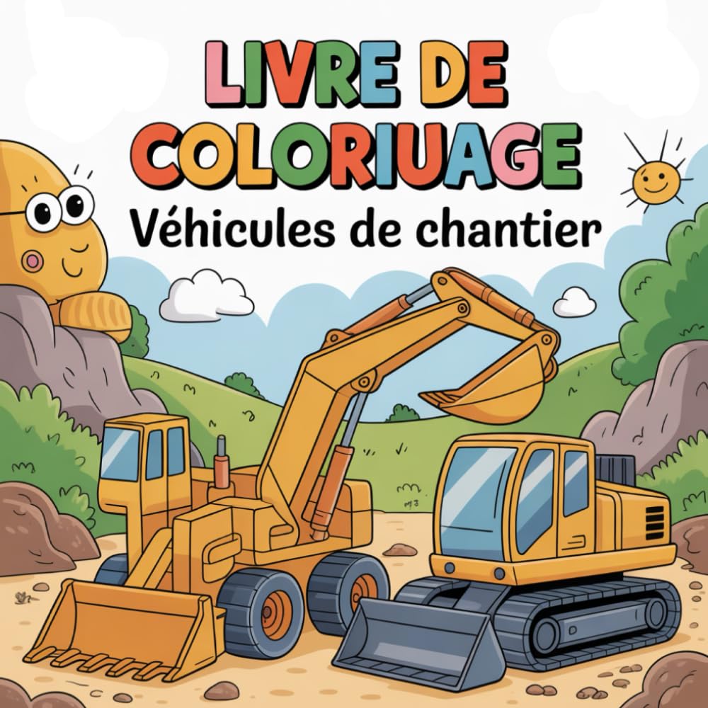 Livre de Coloriage Véhicules de Chantier: Bulldozers, Camions Benne, Pelleteuses, Grues, Excavatrices et Plus – Pour Enfants de 4 à10 Ans (Collection des Livres de Coloriage des Véhicules)