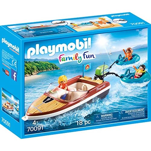 PLAYMOBIL Family Fun 70091 Sportboot mit Fun-Reifen, Ab 4 Jahren, Bunt, 7.2 x 18.7 x 24.8 cm