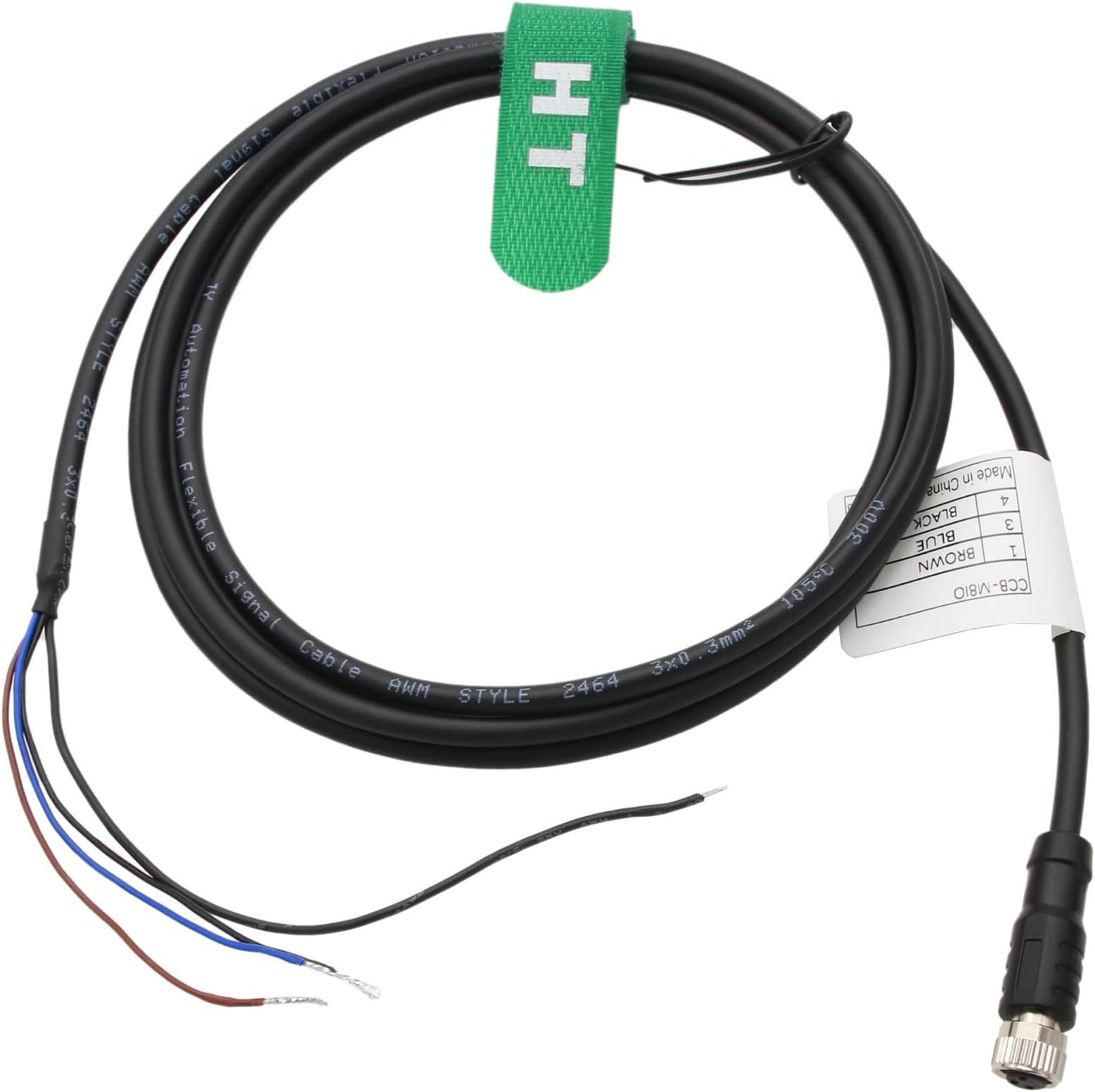 Actuator Sensor Electrical Cable M8 3-Pin Female Flying Leads for Banner Baumer Turck Sick Omron Automation Control Field Device I/O Connection Switch Shielded PVC 20m