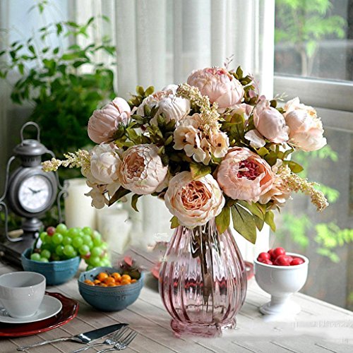BestMall Bouquet of Artificial Flowers with Pink Peonies for Weddings/Festivals