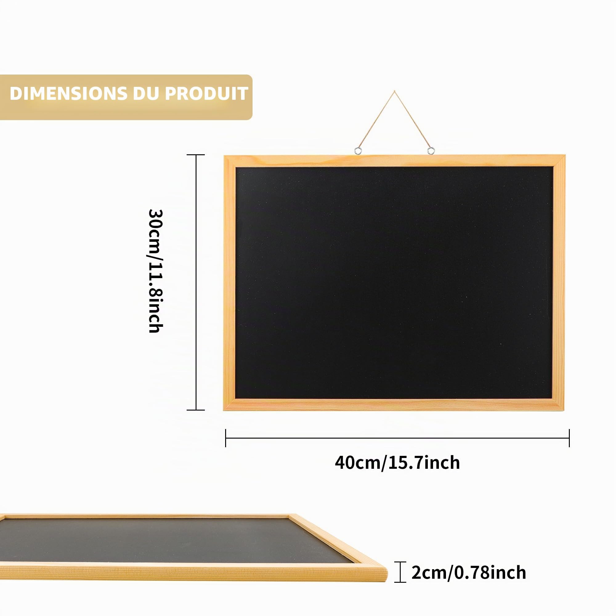 Lot de 4 tableau noir 30 x 40 cm, tableau craie Effaçable, ardoise craie pour Restaurant, Planche en bois pour Café Mariage Décoration Messages