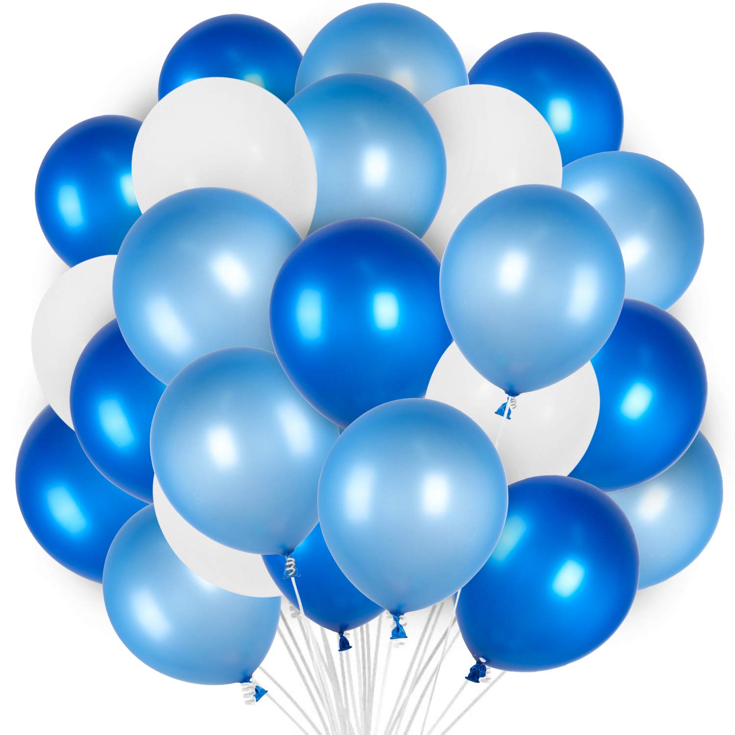 PartyWoo Blue and White Balloons, 100 pcs 12 Inch Royal Blue Balloons