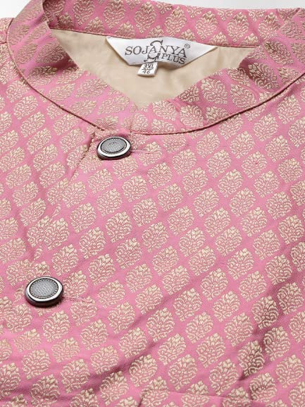 Image of SOJANYA (Since 1958, Men's Silk Blend Grey Kurta Pyjama & Silk Blend Jacket Combo