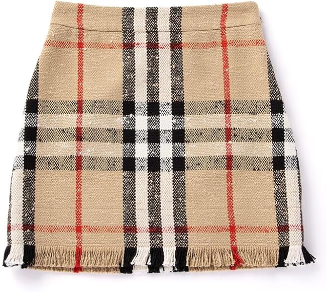 バーバリー BURBERRY ミニスカート チェック ブークレ フリンジ 8072325