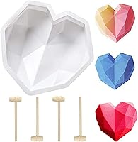 Vista 1 de Molde de silicona con forma de corazón de diamante, antiadherente, en forma de corazón, moldes de silicona para tartas, moldes de chocolate