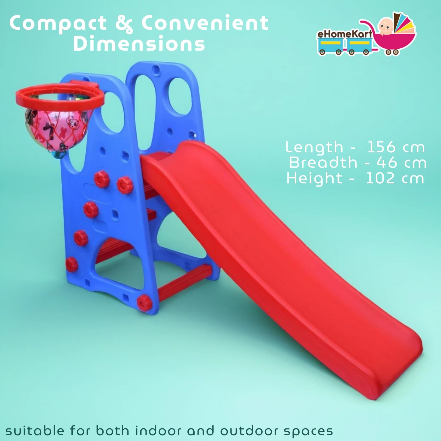 HerHome Slide for Kids - Playgro NEW Senior Garden Slider with Two Slope Options and Basket Ball Slider - for Home, Indoor or Outdoor 2