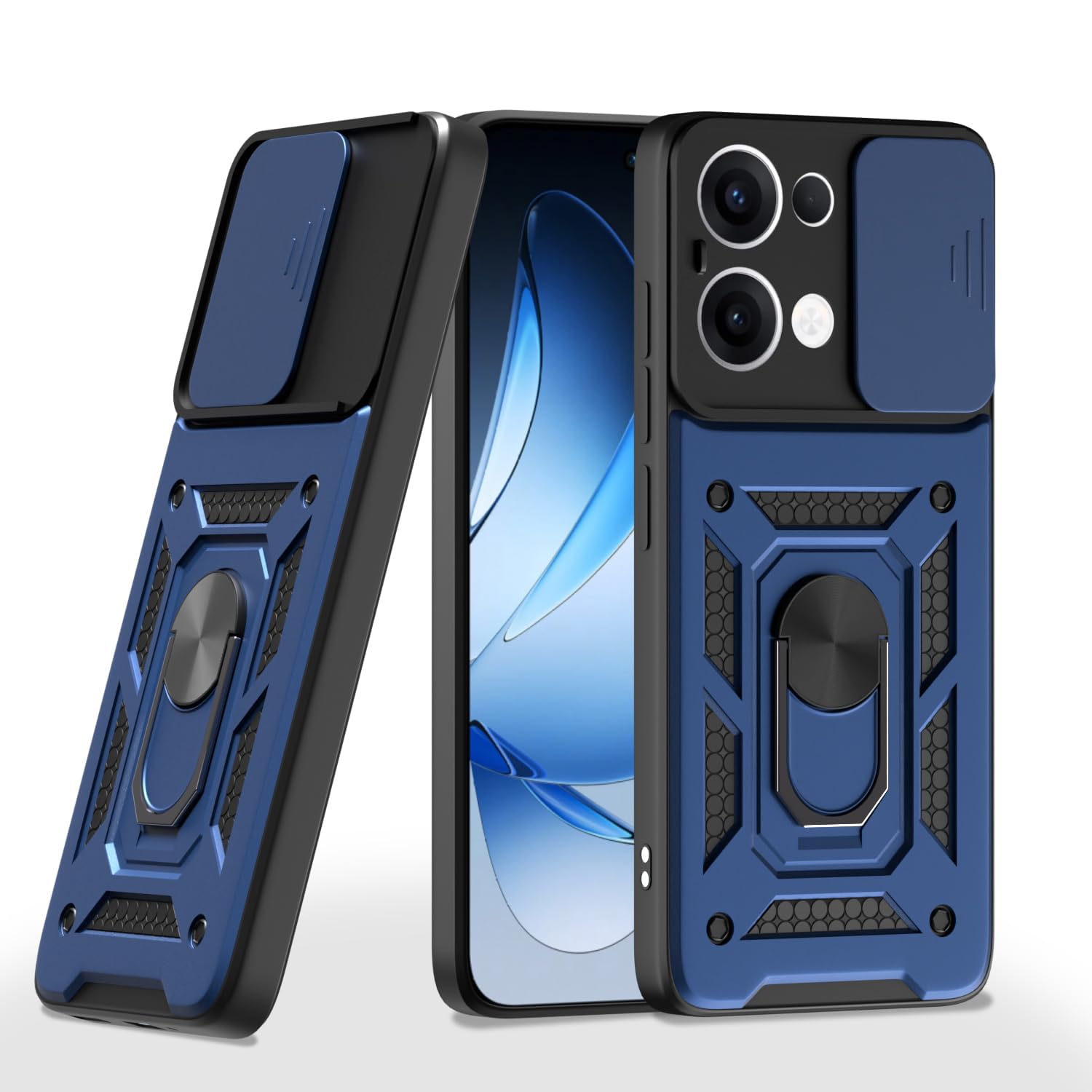 AIBEX® Back Cover for Oppo K13 5G | D10 Tough Armor Case | Sliding Camera Shield | 360° Protection | Kickstand Ring Holder | Military-Grade Shockproof Bumper Case