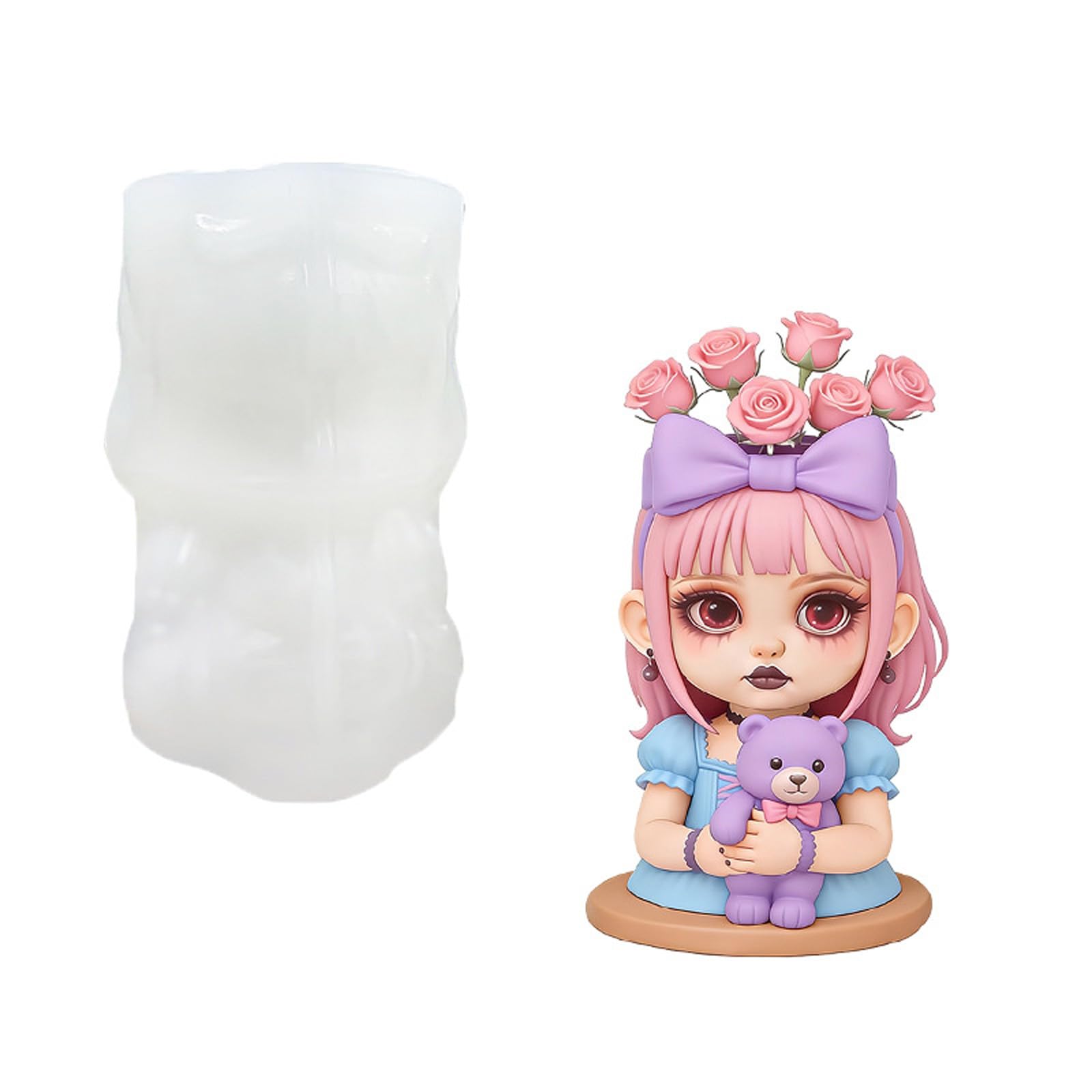 Tsophreniq Mold, Bear Girl Silicone Mold for Candled Making, Diys Resin for DIYS Aromatherapys Candled, Soap Aromatherapys