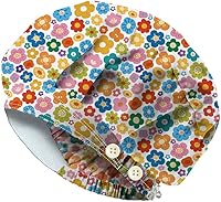 Vista 1 de Bouffant - Gorros de algodón para enfermera, con botón y banda para el sudor, gorras de trabajo quirúrgicas ajustables