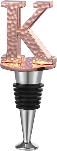 Miicol Tapón de vino con letra inicial, monograma de metal martillado, regalo perfecto para vino, amplio utilizado en decoración de cocina, bar,