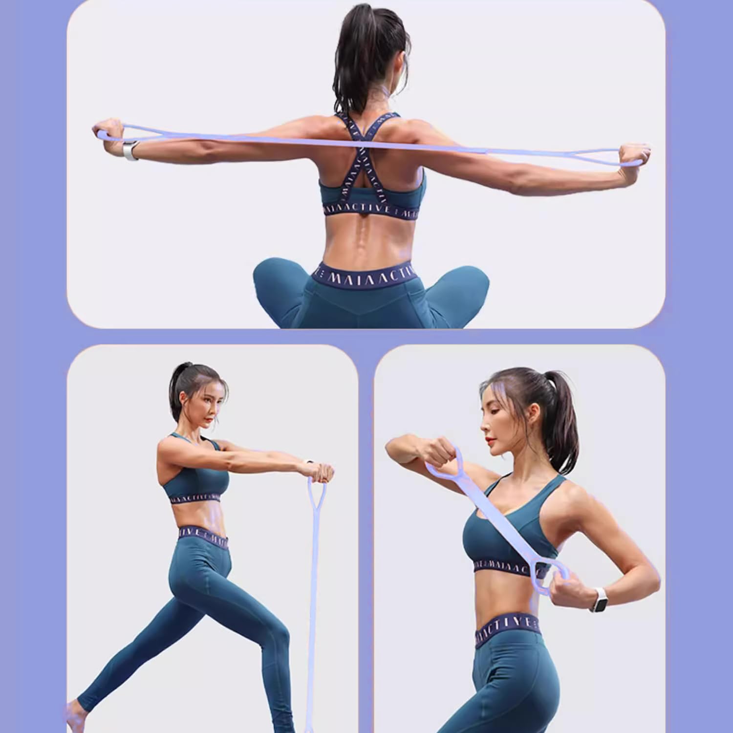 Bandes élastiques Fitness En Forme De 8 – 3 Pièces, Violet, Silicone