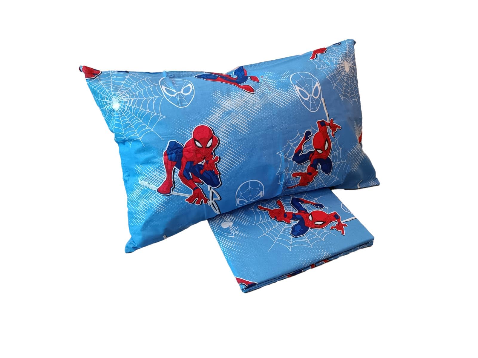 Spiderman, Set Copripiumino Singolo Cotone, Blu, Sacco 155x200, Federa 50x80, Marvel, 100% Cotone, Prodotto Ufficiale
