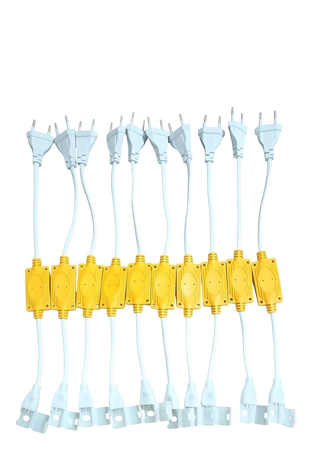 2-Pin Rope Light Adapter Connector for 3014 SMD LED Pipe | Heavy-Duty White & Yellow Housing | Easy DIY Installation | Durable Connector for Decorative LED Rope Lights (Pack of 10)