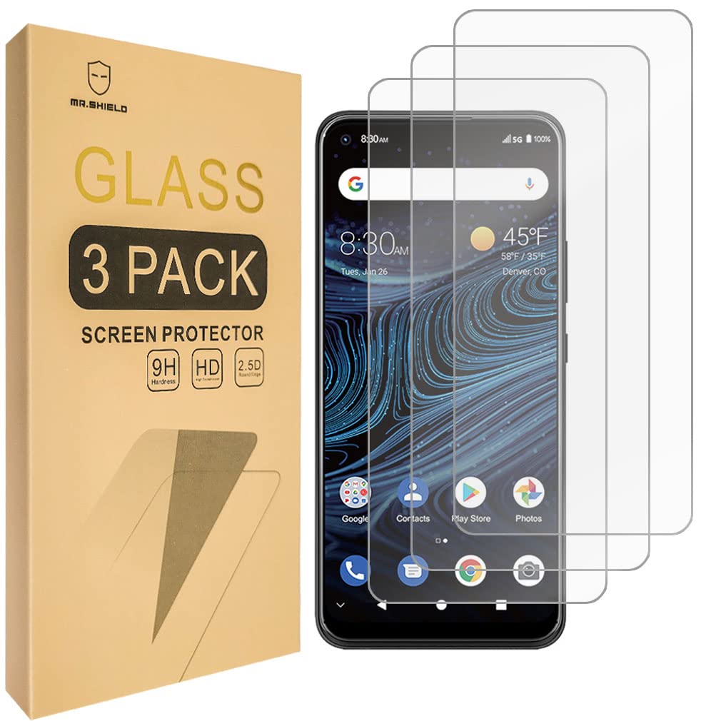 Mr.Shield [3-Pack] Designed For ZTE Blade X1 5G [Shorter Fit for Case Version] [Tempered Glass] [Japan Glass with 9H Hardness] Screen Protector with Lifetime Replacement