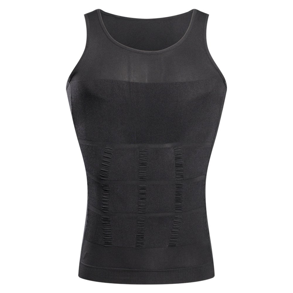BaronHong Gynecomastia Compression Shirt Vest to Hide Man Boobs Moobs Slimming Mens Shapewear Flatten Whole Abdomen(Gray,M)